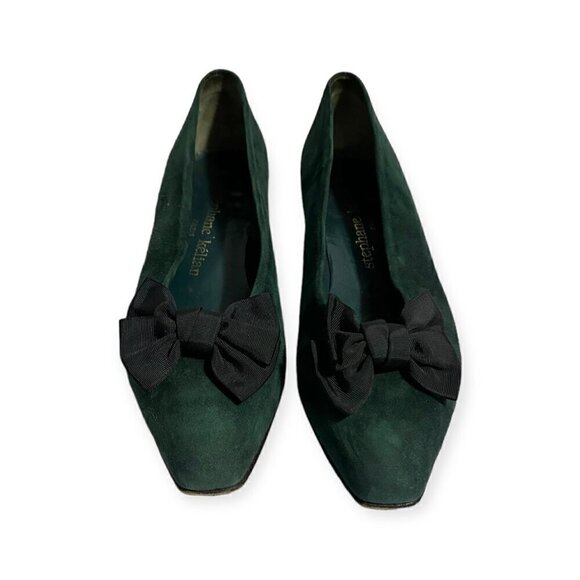 Stephane Kelian Vintage‎ Green Suede Pumps with Bow, Size 8 US, - Picture 9 of 13